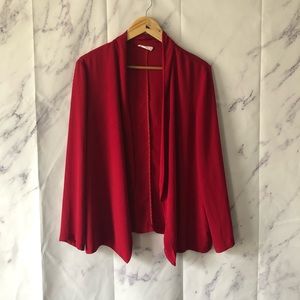 LUSH - OPEN FRONT “BLAZER” LONG SLEEVE TOP RED